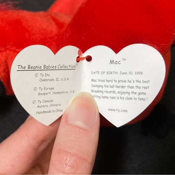 💫 Vintage 1999 Mac The Cardinal Bird Ty Beanie Baby - Picture 11 of 14